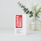 Professioneel, minimalistisch, vetgedrukt wit visitekaartje (Staand voorkant)