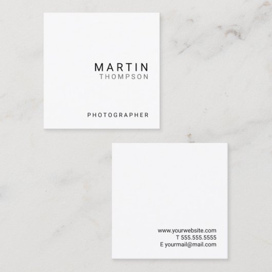 Professioneel minimalistisch wit vierkante visitekaartje (Voorkant / Achterkant)