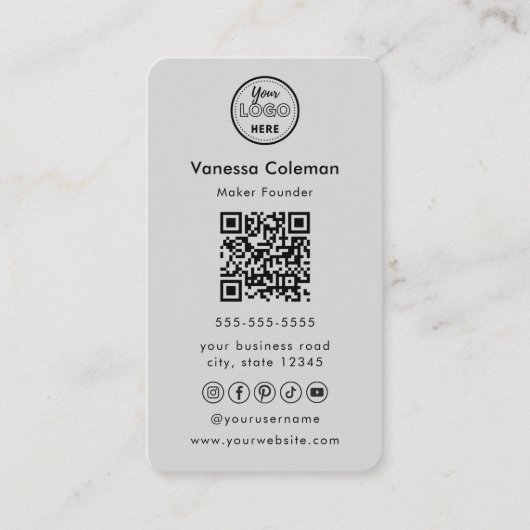 Professioneel minimalistisch zacht grijs Visitekaa Visitekaartje (Voorkant)