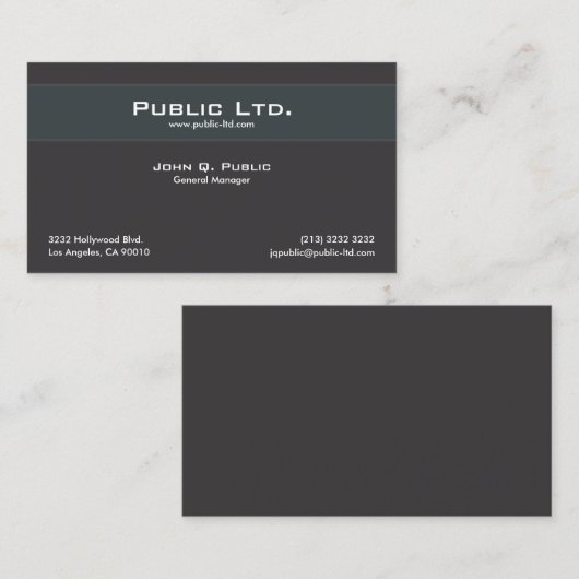 Professioneel minimalistisch zwart ontwerp visitekaartje (Voorkant / Achterkant)