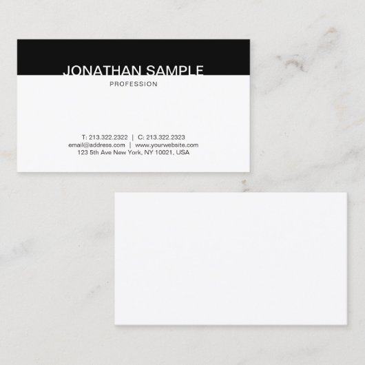 Professioneel minimalistisch zwart-wit elegant visitekaartje (Voorkant / Achterkant)