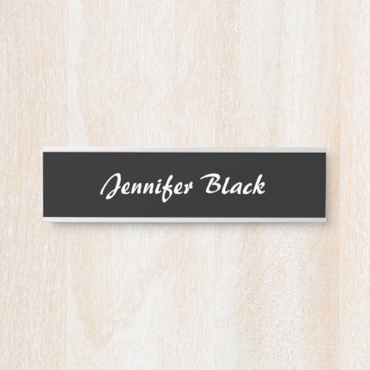 Professioneel minimalistisch zwart-wit handschrift deurbordje (Voorkant)