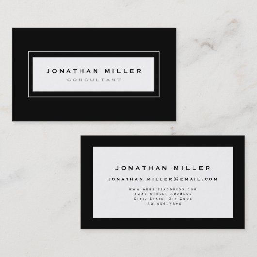 Professioneel, minimalistisch zwart-wit Lijst Visitekaartje (Voorkant / Achterkant)