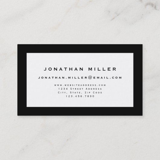 Professioneel, minimalistisch zwart-wit Lijst Visitekaartje (Achterkant)