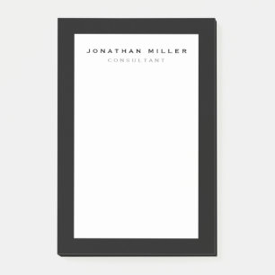 Professioneel minimalistisch zwart-wit Naam Post-it® Notes
