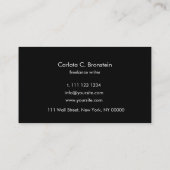 Professioneel minimalistisch zwart-wit Visitekaart Visitekaartje (Achterkant)