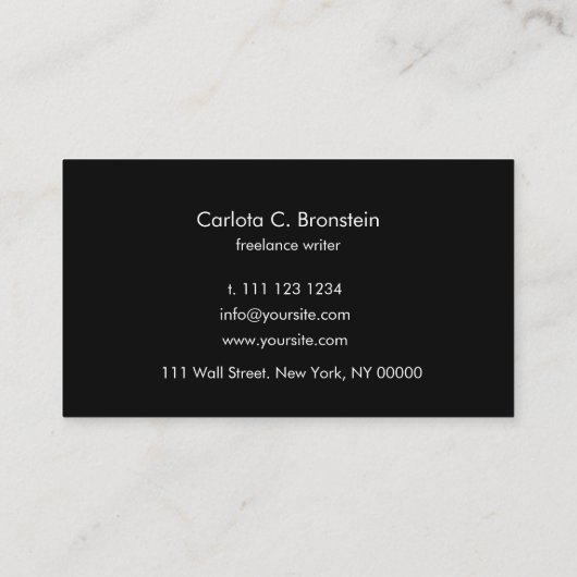 Professioneel minimalistisch zwart-wit Visitekaart Visitekaartje (Achterkant)