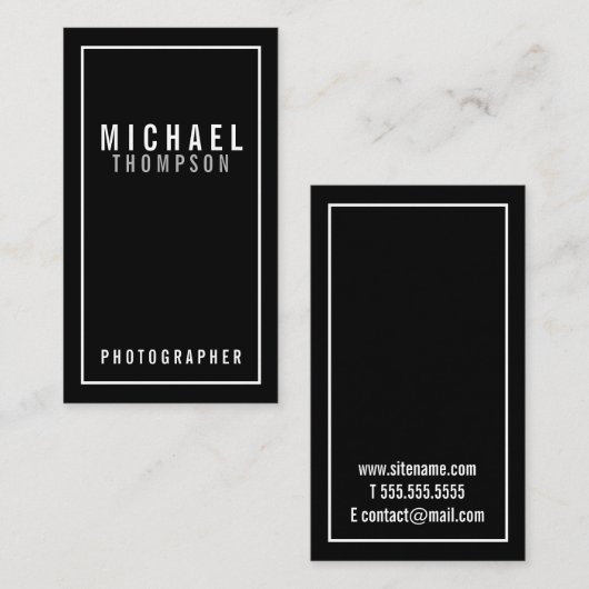 Professioneel minimalistisch zwart-wit visitekaartje (Voorkant / Achterkant)