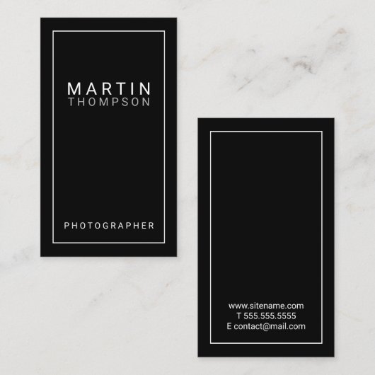 Professioneel minimalistisch zwart-wit visitekaartje (Voorkant / Achterkant)