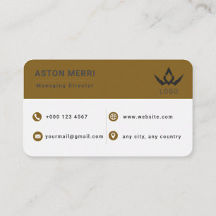 Professioneel Minimalistische Gouden en Witte Digi Visitekaartje