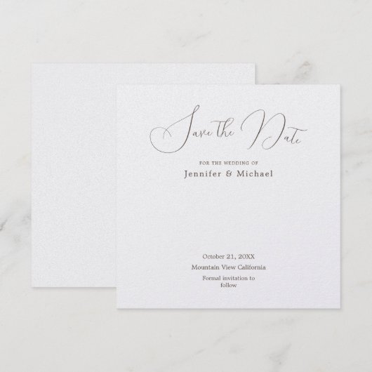 Professioneel Minimalistische Parelglans Save The Date (Voorkant / Achterkant)