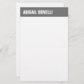 Professioneel minimalistische vette naam chic grij briefpapier (Voorkant / Achterkant)
