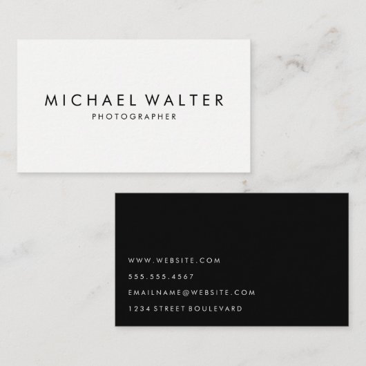 Professioneel Minimalistische Wit en Zwart Visitekaartje (Voorkant / Achterkant)