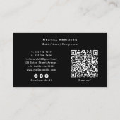Professioneel Model 3 Foto Collage QR Code Zwart Visitekaartje (Achterkant)