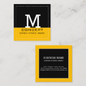 Professioneel Modern Amber Zwart Monogram Vierkante Visitekaartje (Voorkant / Achterkant)