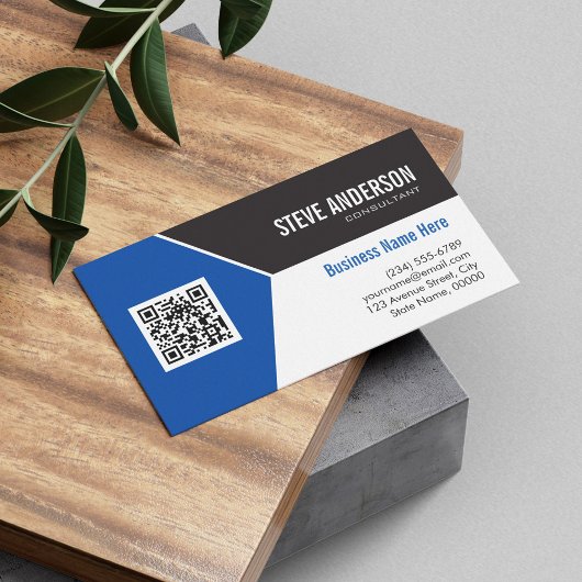 Professioneel modern blauw - Bedrijfs QR Code Logo Visitekaartje