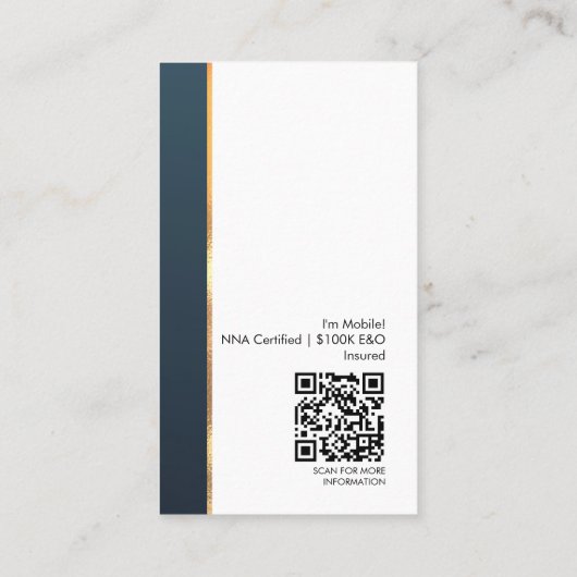 Professioneel, modern blauw en goudfotovriendelijk visitekaartje (Achterkant)