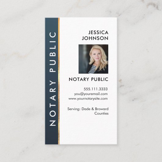 Professioneel, modern blauw en goudfotovriendelijk visitekaartje (Voorkant)