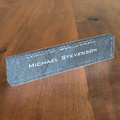 Professioneel modern blauw minimalistisch vlak naambordje (Zijkant)