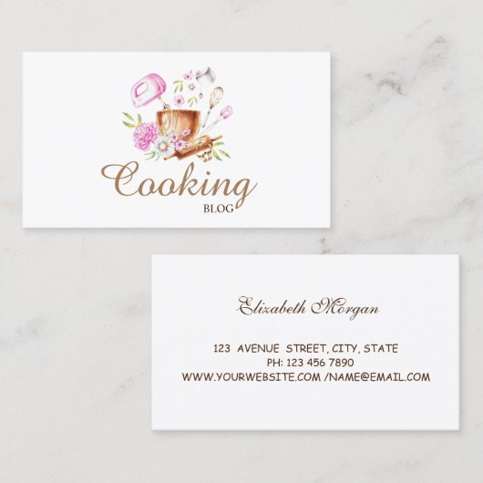 Professioneel, Modern, Bloemen Bakkerij Gereedscha Visitekaartje (Voorkant / Achterkant)