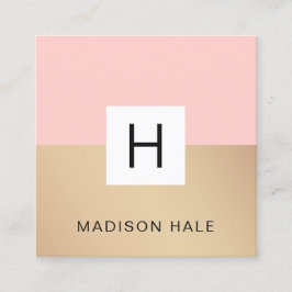 Professioneel Modern Blush Roze Monogram Vierkante Visitekaartje