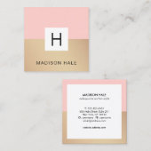 Professioneel Modern Blush Roze Monogram Vierkante Visitekaartje (Voorkant / Achterkant)