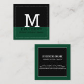 Professioneel modern Brits Racing Green Monogram Vierkante Visitekaartje (Voorkant / Achterkant)