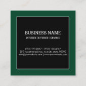 Professioneel modern Brits Racing Green Monogram Vierkante Visitekaartje (Achterkant)