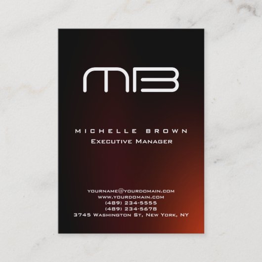 Professioneel modern bruin monogram visitekaartje (Voorkant)