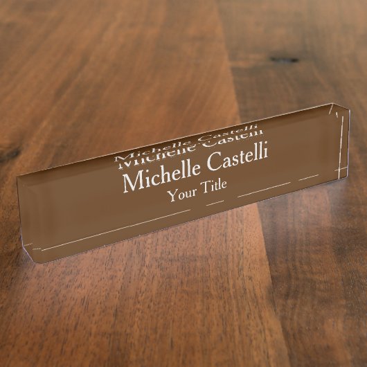 Professioneel, modern bruin naambordje (Zijkant)