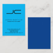Professioneel modern Capri Blue Monogram Visitekaartje (Voorkant / Achterkant)