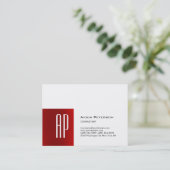 Professioneel modern Chubby Rood Monogram Visitekaartje (Staand voorkant)