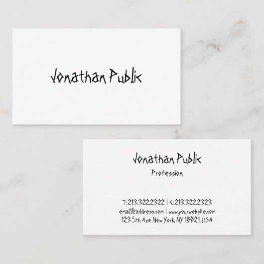 Professioneel Modern Cool Script Eenvoudige Sjablo Visitekaartje (Voorkant / Achterkant)