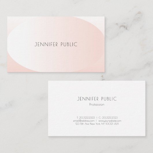 Professioneel modern Creatief Design Blush Pink Visitekaartje (Voorkant / Achterkant)