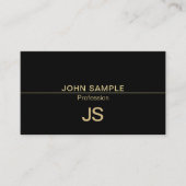 Professioneel Modern Creatief Zwart Goud Monogram Visitekaartje (Voorkant)