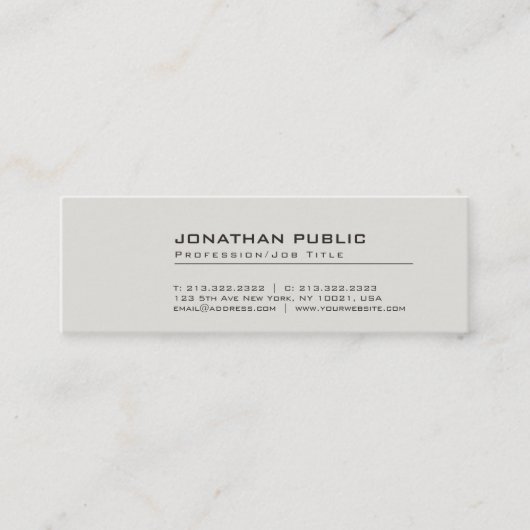 Professioneel modern Creative Elegant Grey Plain Mini Visitekaartje (Voorkant)