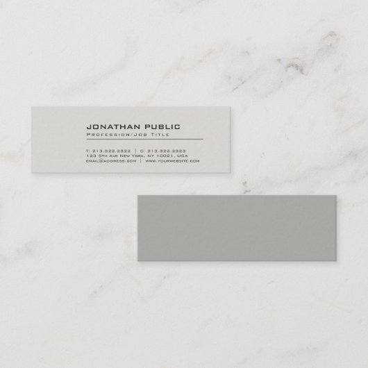 Professioneel modern Creative Elegant Grey Plain Mini Visitekaartje (Voorkant / Achterkant)