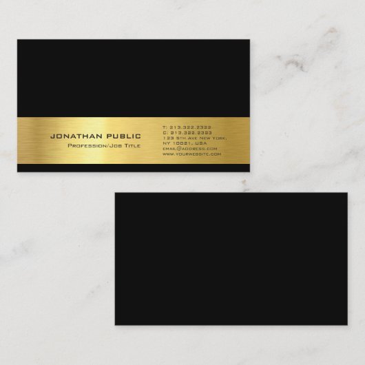 Professioneel, modern design elegant, zwart, goude visitekaartje (Voorkant / Achterkant)