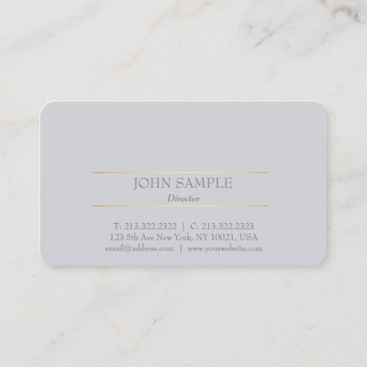 Professioneel, modern design, grijs goud elegant visitekaartje (Achterkant)