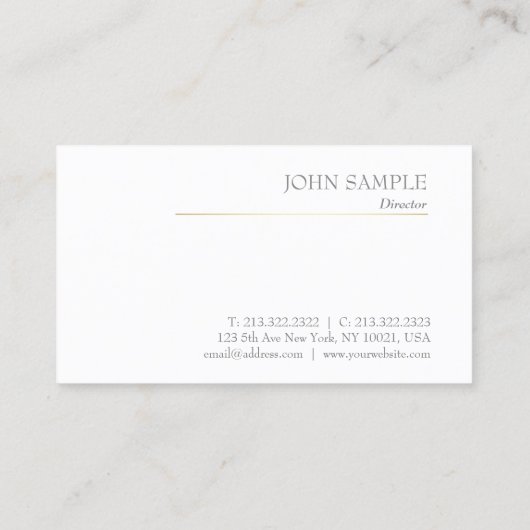 Professioneel, modern design, grijs goud elegant visitekaartje (Achterkant)