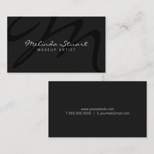 Professioneel modern donkergrijs monogram visitekaartje (Voorkant / Achterkant)