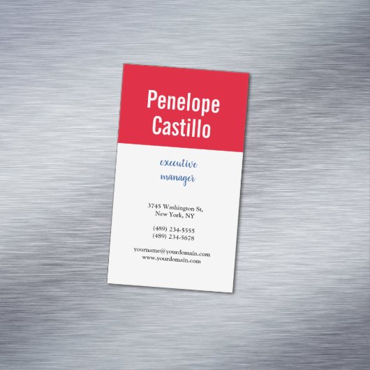 Professioneel Modern Eenvoudig Gewoon Blauw Rood W Magnetisch Visitekaartje (Voorbeeld)