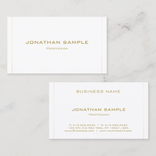 Professioneel, modern, eenvoudig goud gestript visitekaartje (Voorkant / Achterkant)