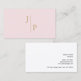 Professioneel Modern Eenvoudig Monogram Blush Roze Visitekaartje