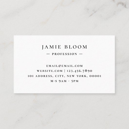 Professioneel Modern Eenvoudig Monogram Gewoon Wit Visitekaartje (Achterkant)