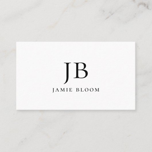 Professioneel Modern Eenvoudig Monogram Gewoon Wit Visitekaartje (Voorkant)