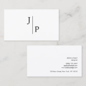 Professioneel Modern Eenvoudig Monogram Wit Visitekaartje (Voorkant / Achterkant)