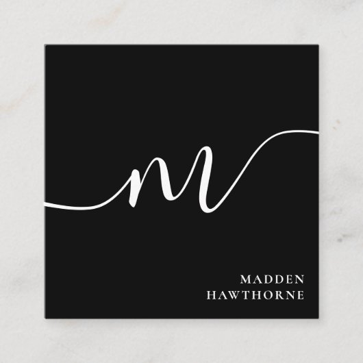 Professioneel Modern Eenvoudig Script Monogram Ini Vierkante Visitekaartje (Voorkant)
