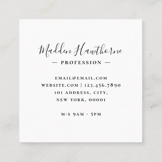 Professioneel Modern Eenvoudig Script Monogram Ini Vierkante Visitekaartje (Achterkant)