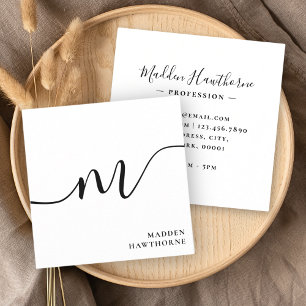 Professioneel Modern Eenvoudig Script Monogram Ini Vierkante Visitekaartje